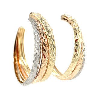 Tricolour gold half-creoles 14 kt