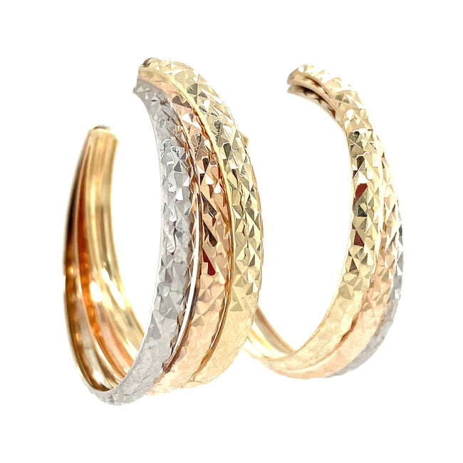 Tricolour gold half-hoops 14 kt