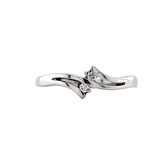 Witgouden ring met diamant 14 karaat