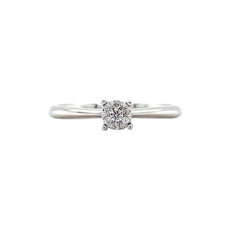 Witgouden rozet ring met diamant 14 karaat