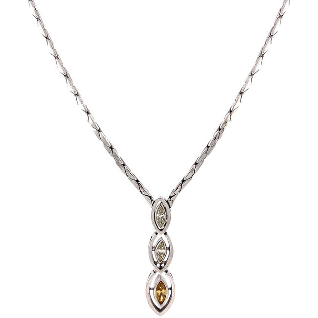 Weißgoldener Choker mit Diamant 46 cm 14 kt