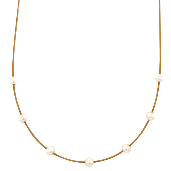 Goldener Armreif mit Perlen 18 kt