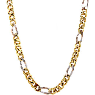 Gouden figaro collier bicolour 50.5 cm 14 karaat