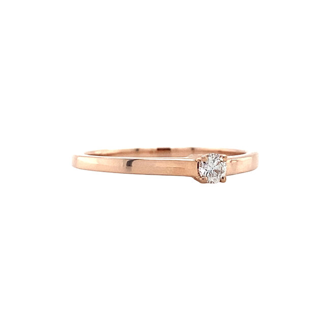 Rosegouden solitair ring met diamant 14 krt* nieuw