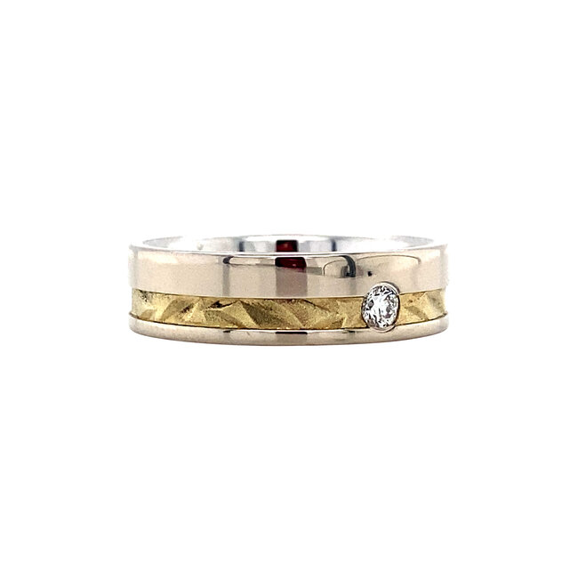 Gouden trouwring met diamant 14 krt