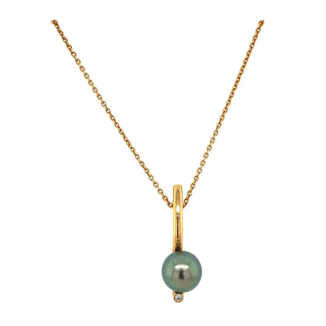 Roségoldenes Collier mit Tahitiperle und Diamant 18 Karat* neu
