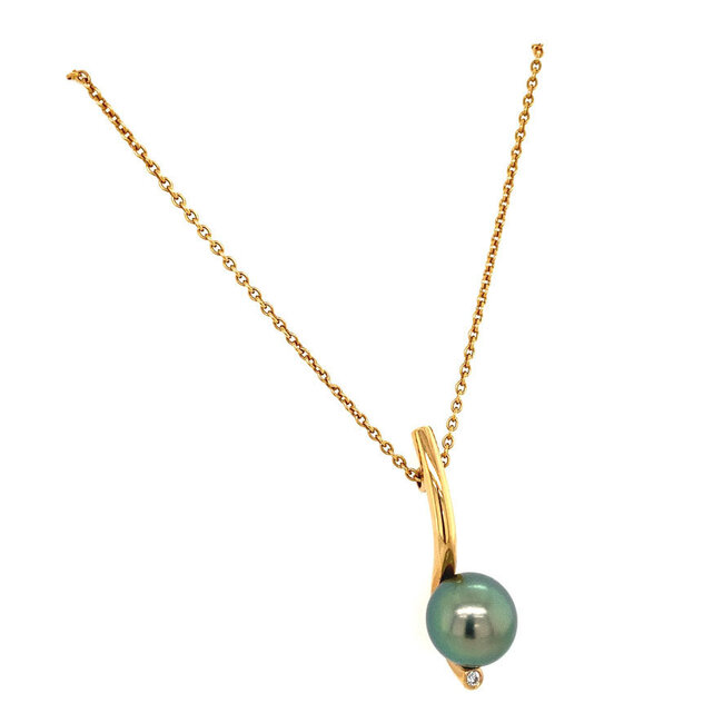 Roségoldenes Collier mit Tahiti-Perle und Diamant 18 Karat* neu