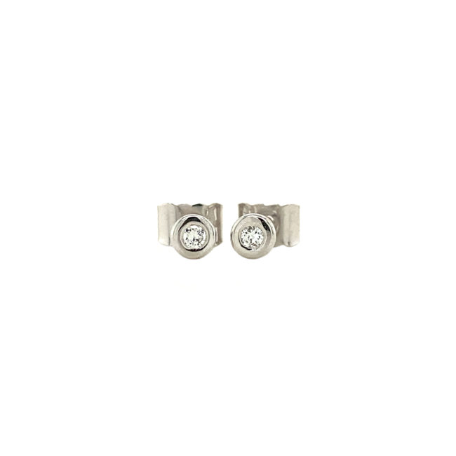 White gold solitaire ear studs with diamond 18 kt* new