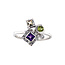 Weißgoldring mit Diamant und Farbsteinen 14 Karat