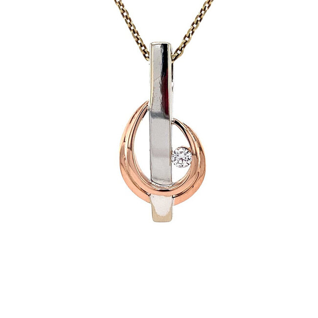 Goldanhänger Bicolor mit Zirkonia 14 Karat