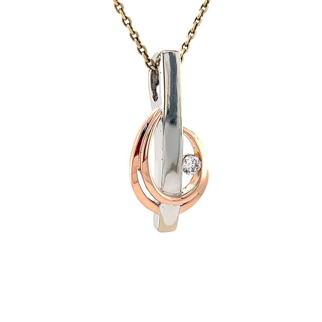 Gold pendant bicolour with zirconia 14 kt