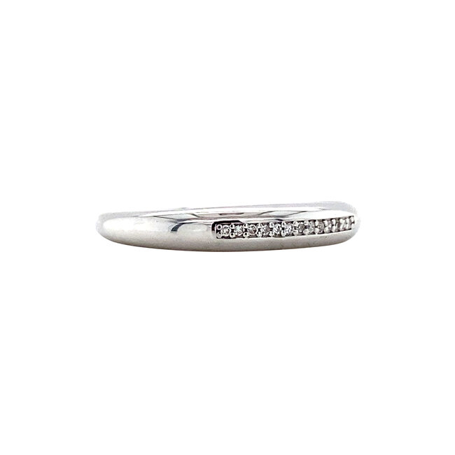 White gold row ring with diamond 14 kt