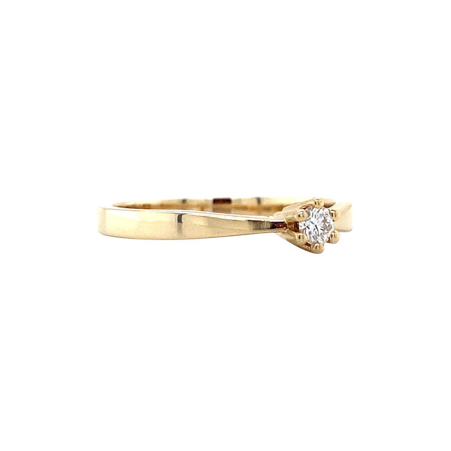 Gold solitaire ring with diamond 14 kt* new