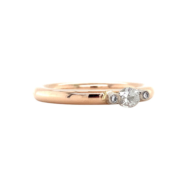 Rosegouden ring met diamant 14 krt