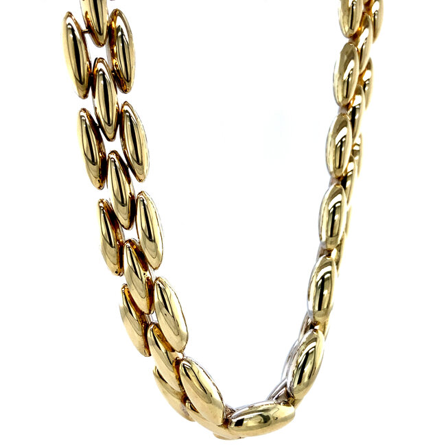 Gouden choker bicolour 44 cm 14 karaat