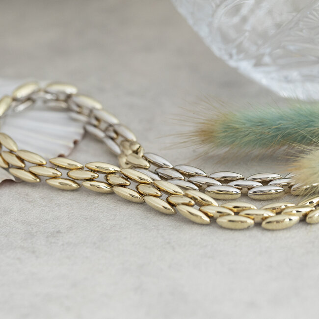 Gold choker bicolour 44 cm 14 karat