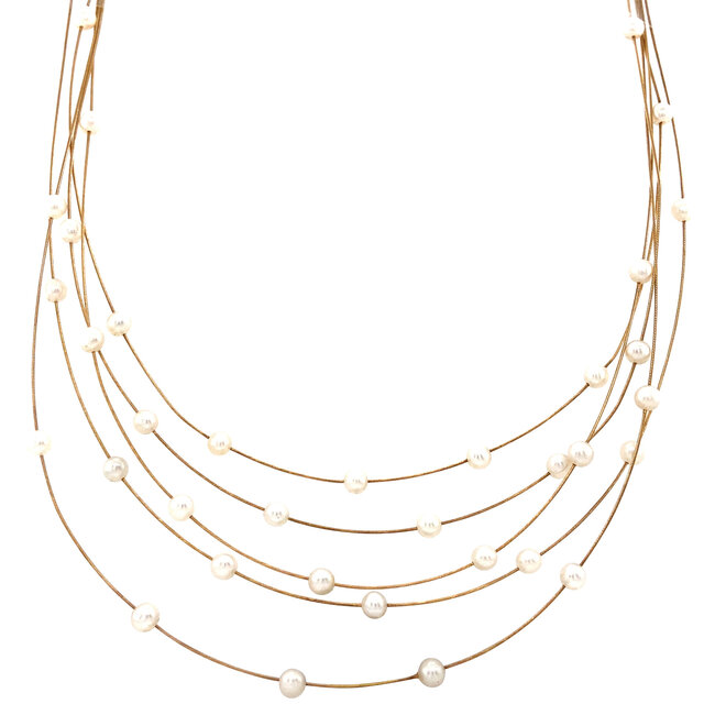 Goldener Armreif mit Perlen 14 Karat
