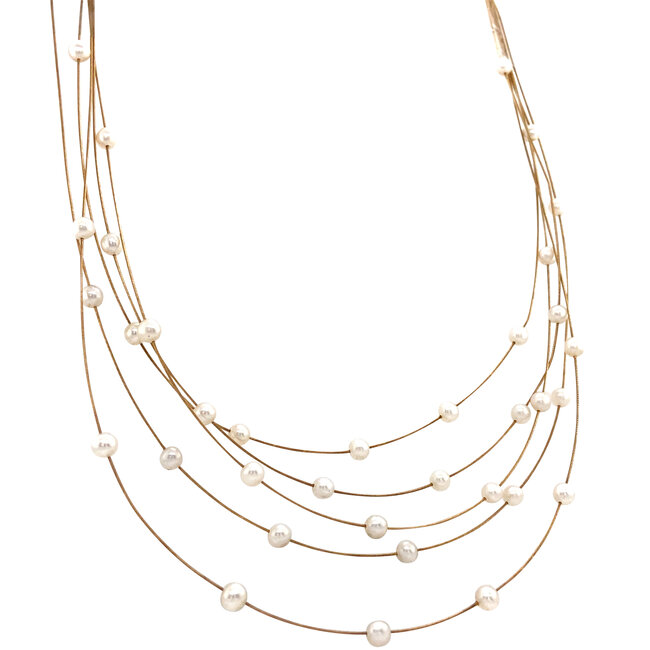 Gouden spang met parels 14 karaat