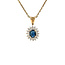 Gouden hanger met diamant en saffier 14 krt