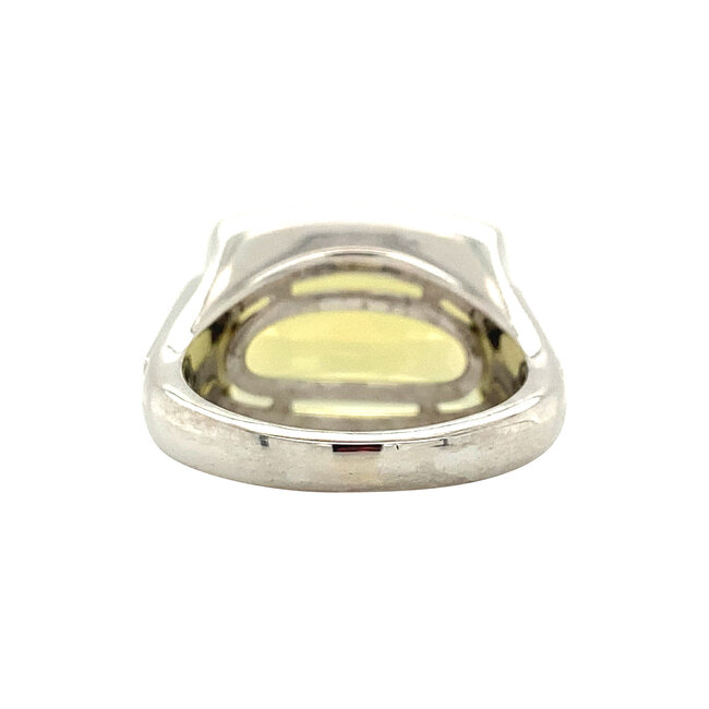 Witgouden Bvlgari statement ring met Yellow citrine lemon quarts 18 krt