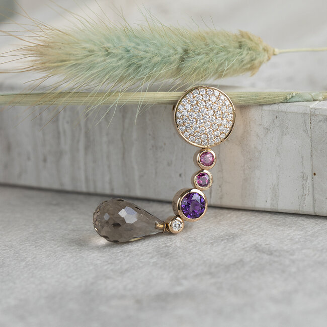 Rose gold Bigli pendant with diamond and gemstone 18 kt