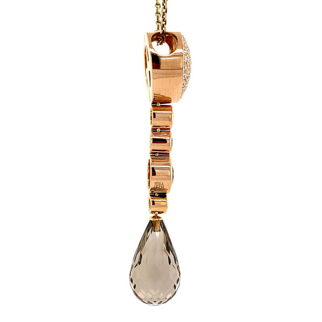 Rosegouden Bigli hanger met diamant en edelsteen 18 krt