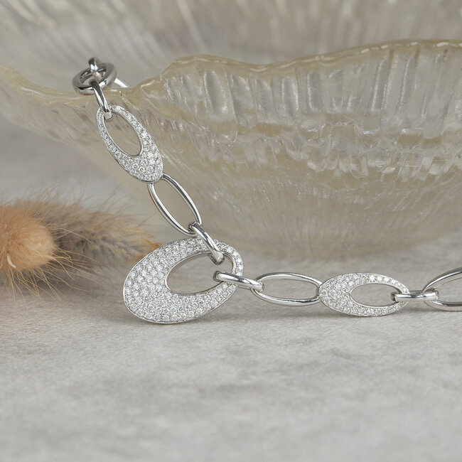 Witgouden choker met diamant 47 cm 14 karaat* nieuw