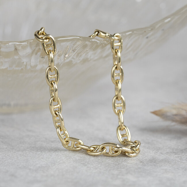 Goldenes Armband doppelter Anker 19 cm 18 Karat