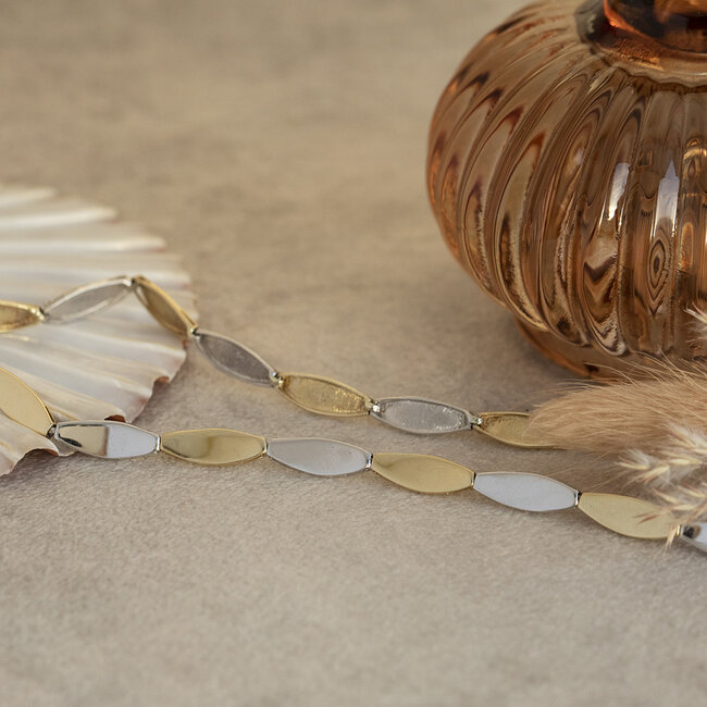 Gouden choker bicolour 14 karaat