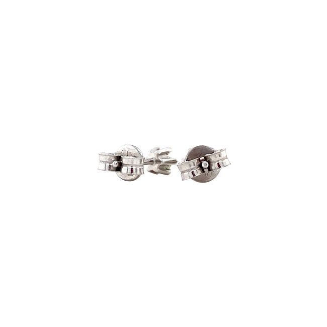 White gold solitaire stud earrings with diamond 14 kt