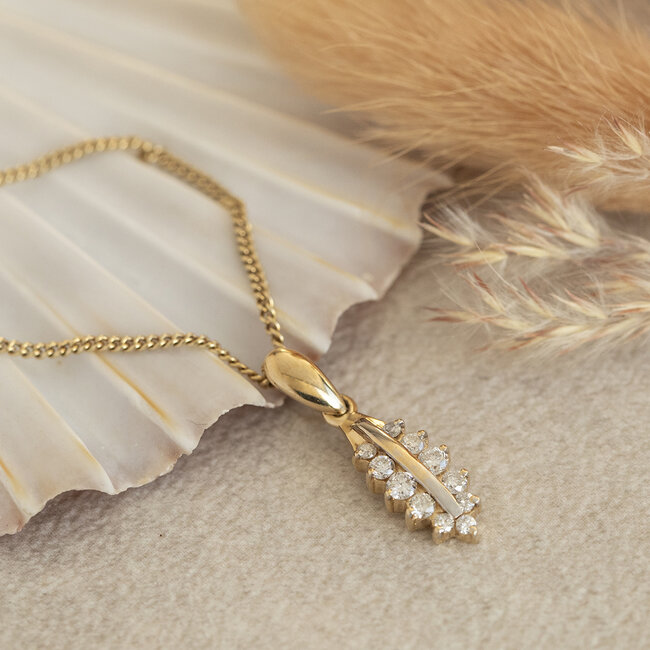 Gold necklace with pendant with diamond 46 cm 14 karat