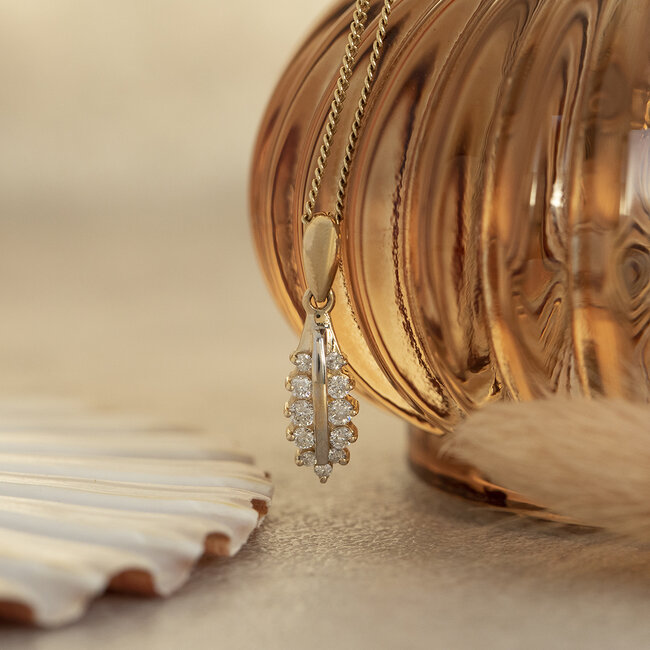 Gouden collier met hanger met diamant 46 cm 14 karaat