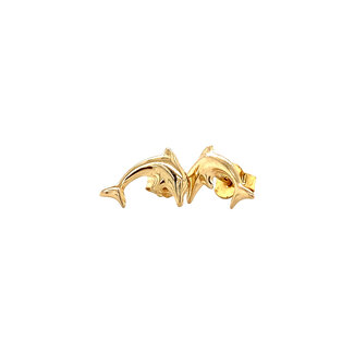 Gold children's stud earrings dolphin 14 carats