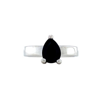 white gold ring with blue sapphire 18 karat