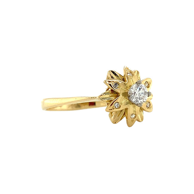 Goldener Ring mit Diamant 18 kt