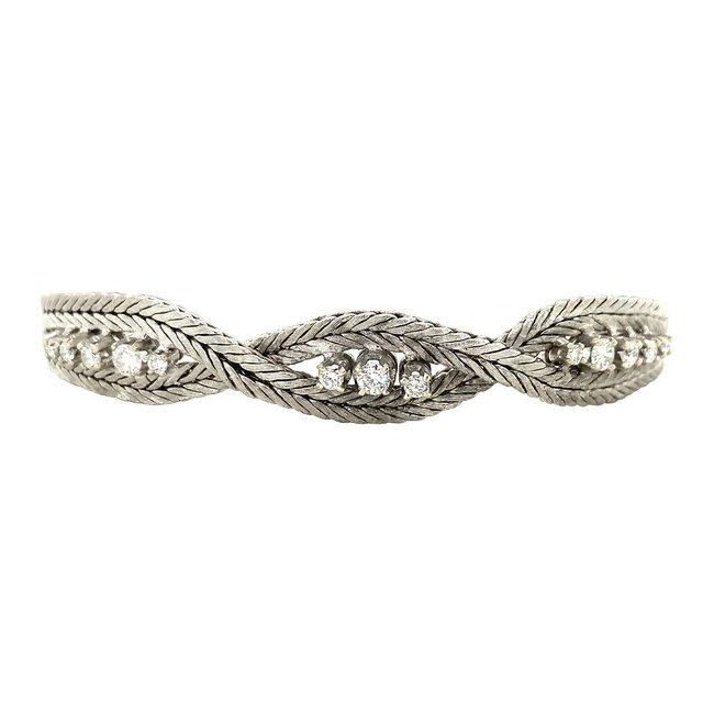 Witgouden armband met diamant 14 krt