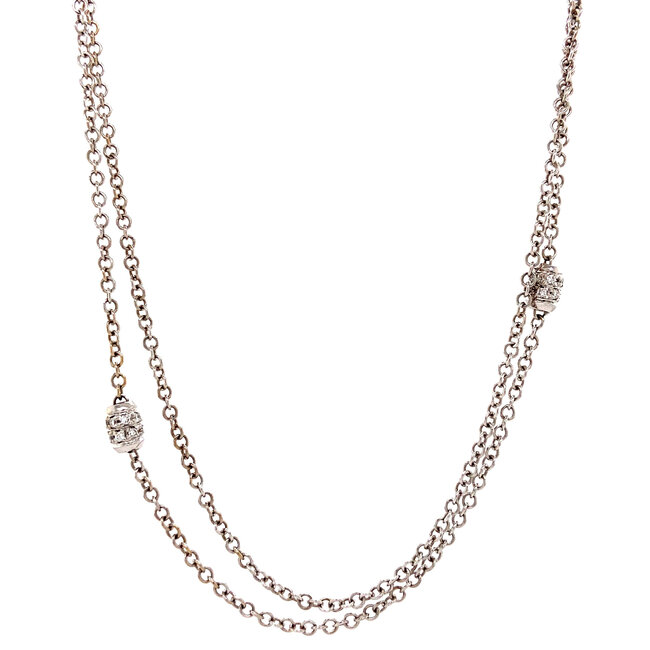 Weißgoldener Anker-Choker mit Diamant 41,5 cm 18 Karat