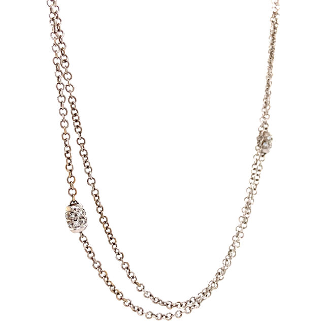 Weißgoldener Anker-Choker mit Diamant 41,5 cm 18 Karat