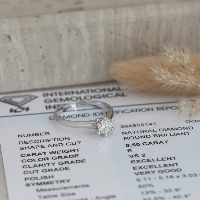 Witgouden solitair ring met diamant 0.50ct. 14 karaat* Nieuw