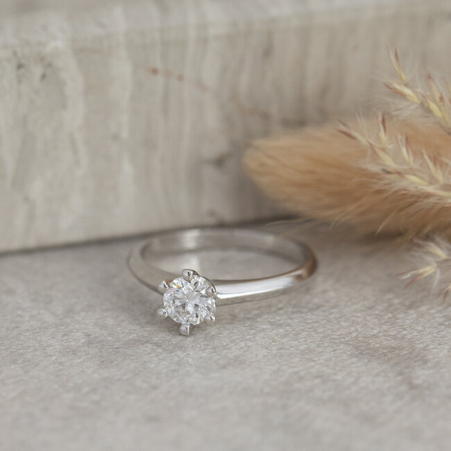 Witgouden solitair ring met diamant 0.50ct. 14 karaat* Nieuw