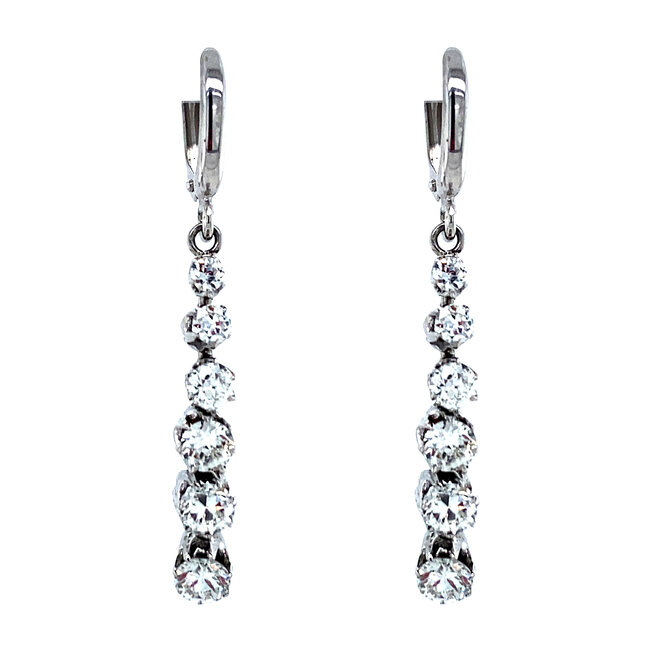 White gold drop earrings with diamonds 14 karat