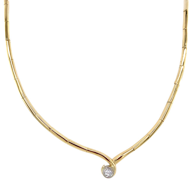 Goldenes Choker mit Diamant 45 cm 14 Karat