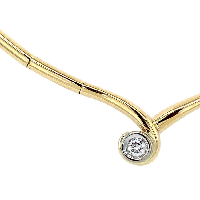 Gouden choker met diamant 45 cm 14 karaat