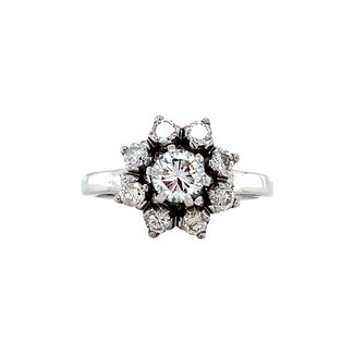 White gold entourage ring with diamond 14 karat