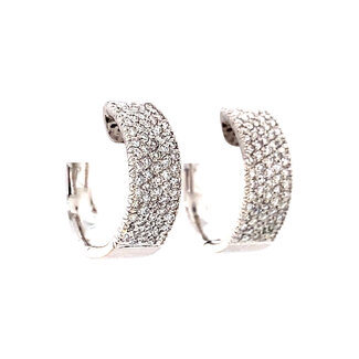 White gold hinged hoop earrings with diamond 14 karat