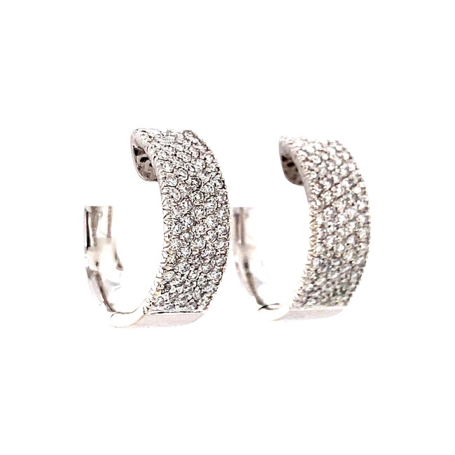 Weißgoldene Klappcreolen mit Diamant 14 Karat