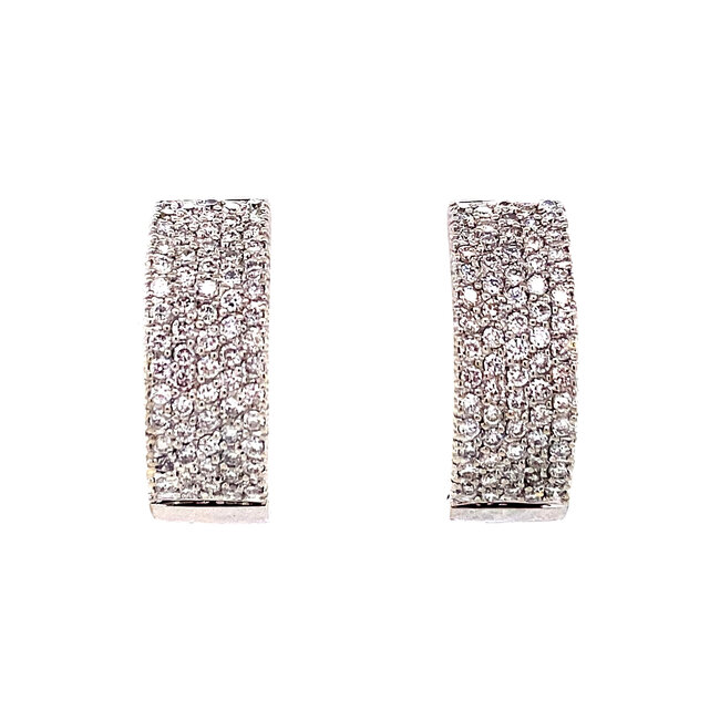 White gold hinged hoop earrings with diamond 14 karat