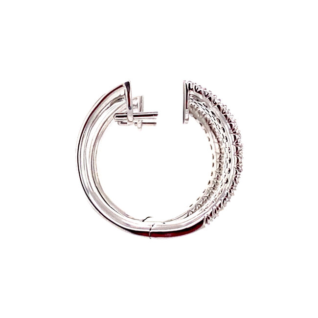 White gold hinged hoop earrings with diamond 14 karat