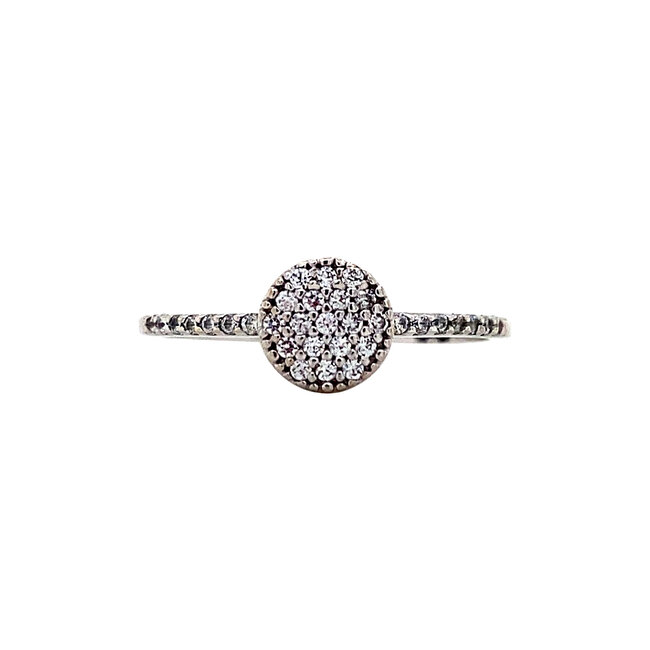 Witgouden pave ring met zirkonia 14 karaat