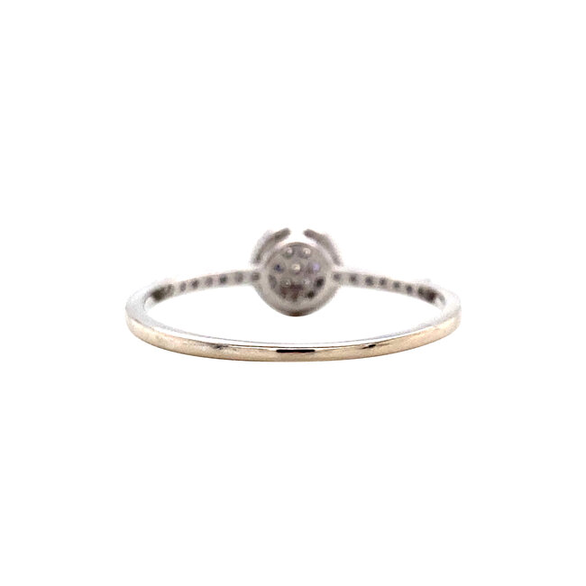 Witgouden pave ring met zirkonia 14 karaat